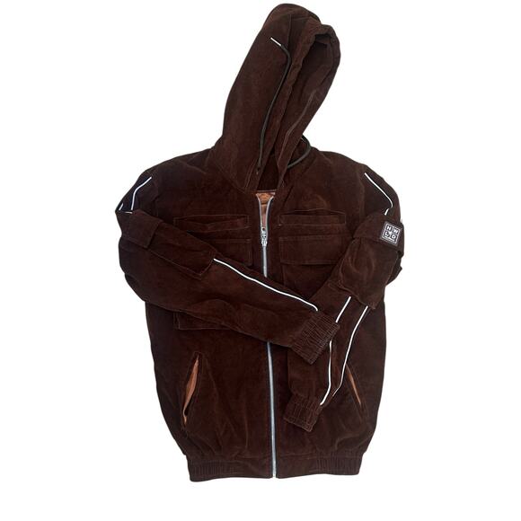 HWLD Hunna Brown Zip Lore Jacket Size Small Chocolate Streetwear - Picture 1 of 8